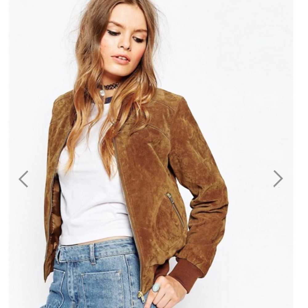 ASOS Brown Leather Bomber Jacket